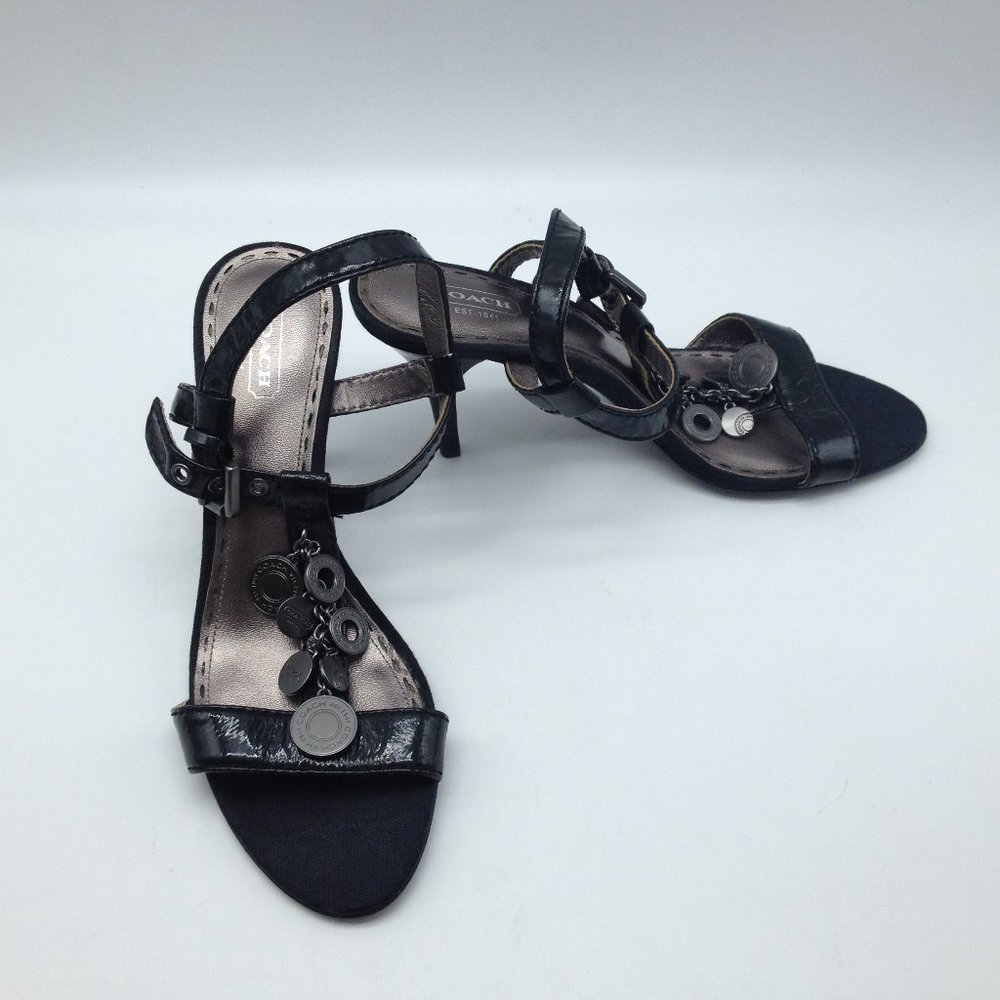 Coach Ladies Heeled Straps with Coach Coins Sz 8B